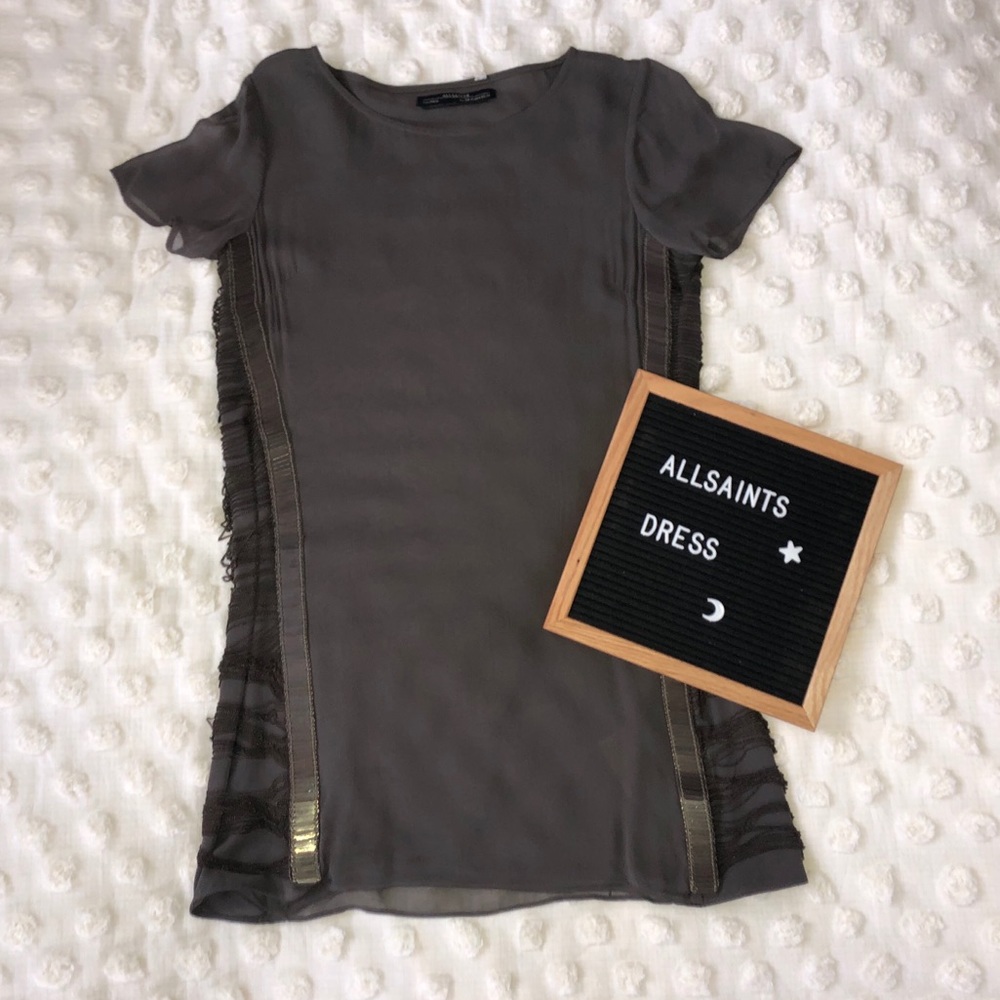 AllSaints Hand-Embellished Shift Dress